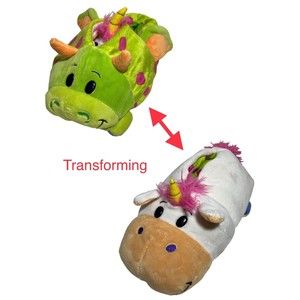 Flip A Zoo Plush Slippers Children 4 Women 7 Unicorn Dragon Transforming Funny